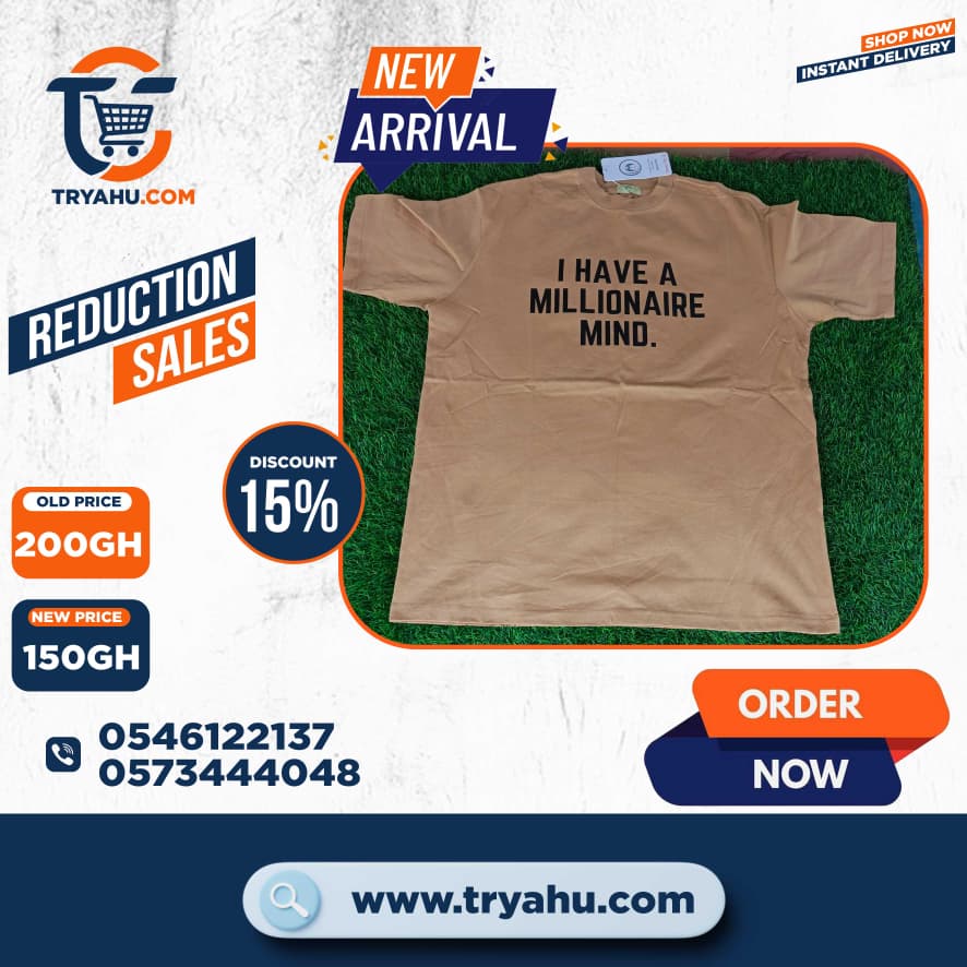 Buy Heavy 100% Cotton T-Shirts for Men | Tryahu Ghana | Durable & Stylish